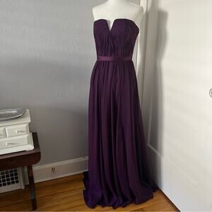 Angelina Faccenda Purple Strapless Formal Bridesmaid Gown